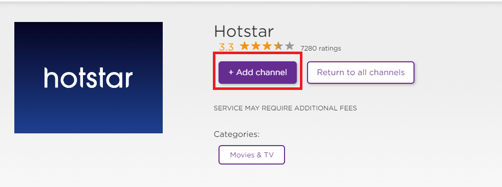 Click Add Channel to get Hotstar on Hisense Roku TV
