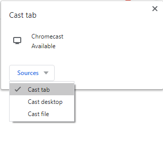 click Cast tab option under sources