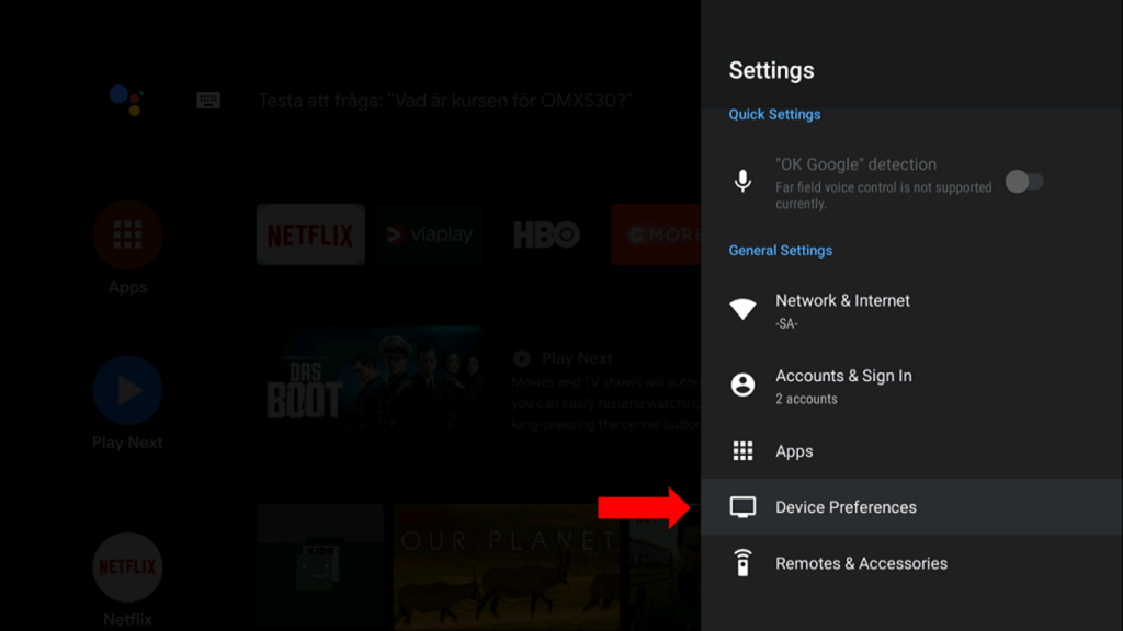 TCL Android TV Settings