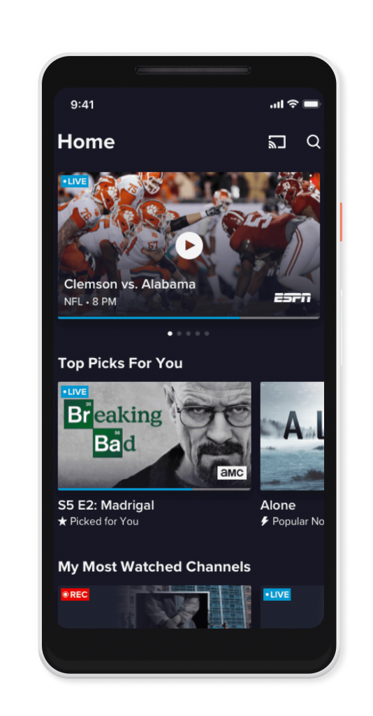 Click Cast icon to cast Sling TV on Philips TV