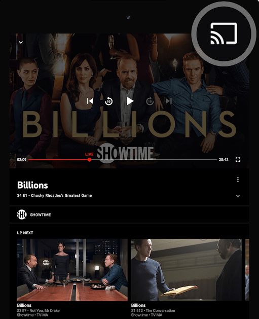 Select Cast icon on YouTube TV