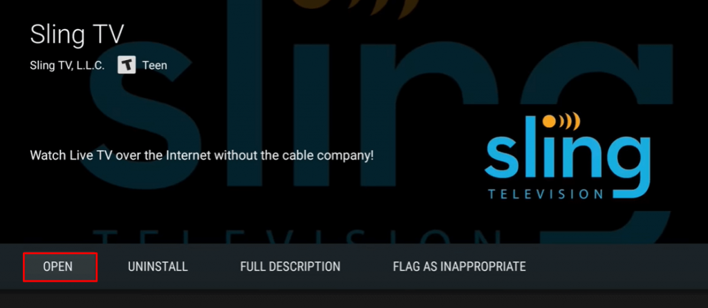 Open Sling TV on Toshiba Android TV