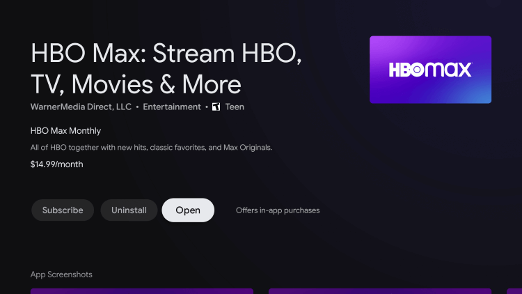 Open HBO Max app