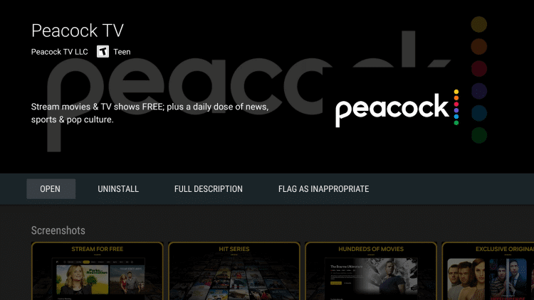 Open Peacock TV app