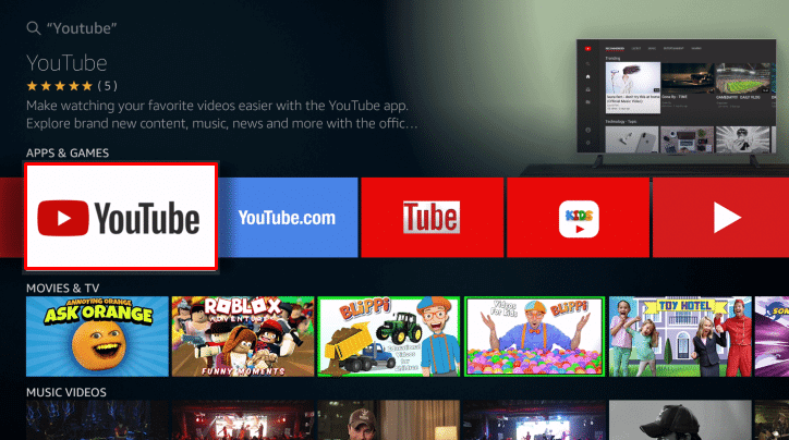 Choose YouTube on Toshiba Smart TV 
