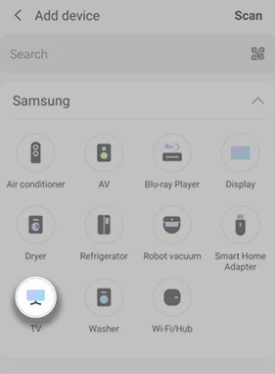 Select the TV - Turn on Samsung Smart TV without Remote