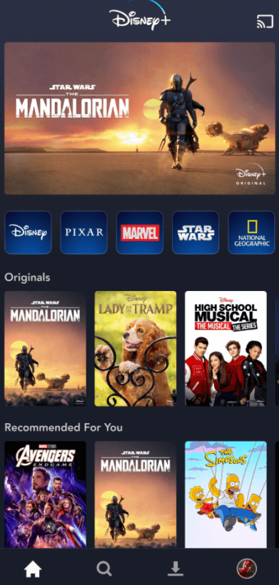 click Cast icon - Disney Plus on Panasonic Smart TV