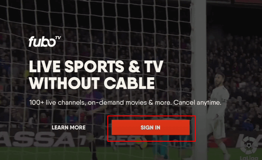 click on Sign in to stream fuboTV on JVC Smart TV