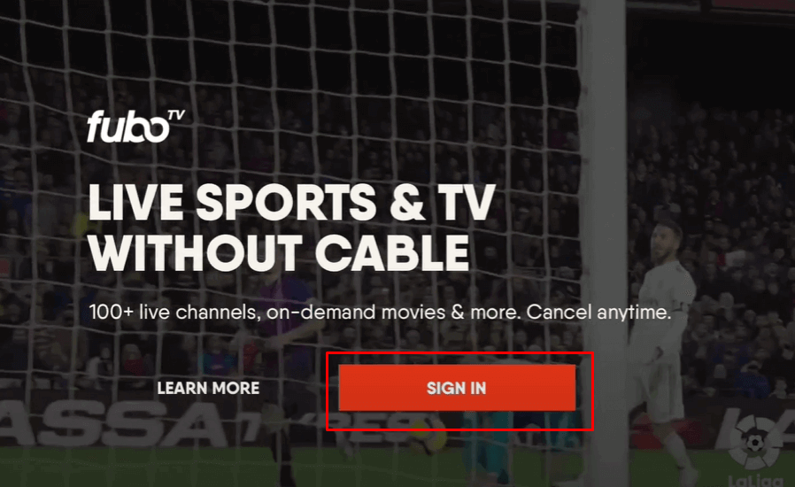 click on sign in to watch fuboTV on Philips Smart TV