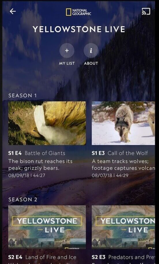 click on the cast icon to watch Nat Geo on Vizio Smart TV