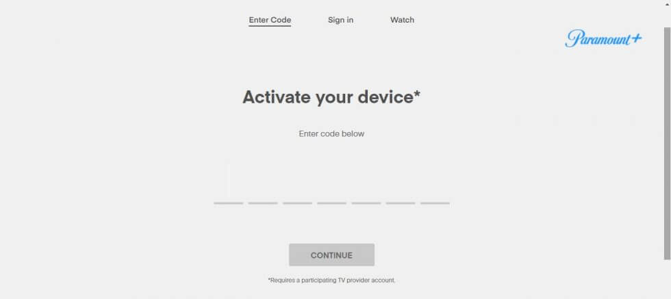 enter the activation code to activate Paramount Plus 