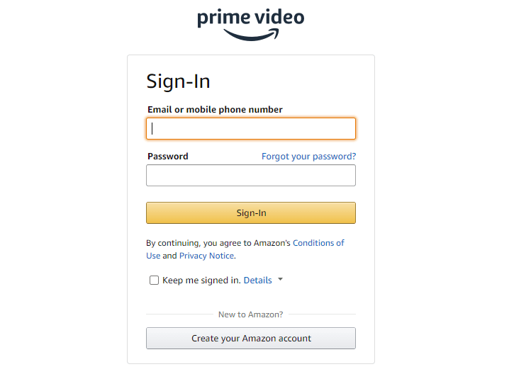 sign in to your Amazon Prime Membership