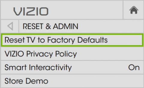 Click Reset TV to Factory Defaults