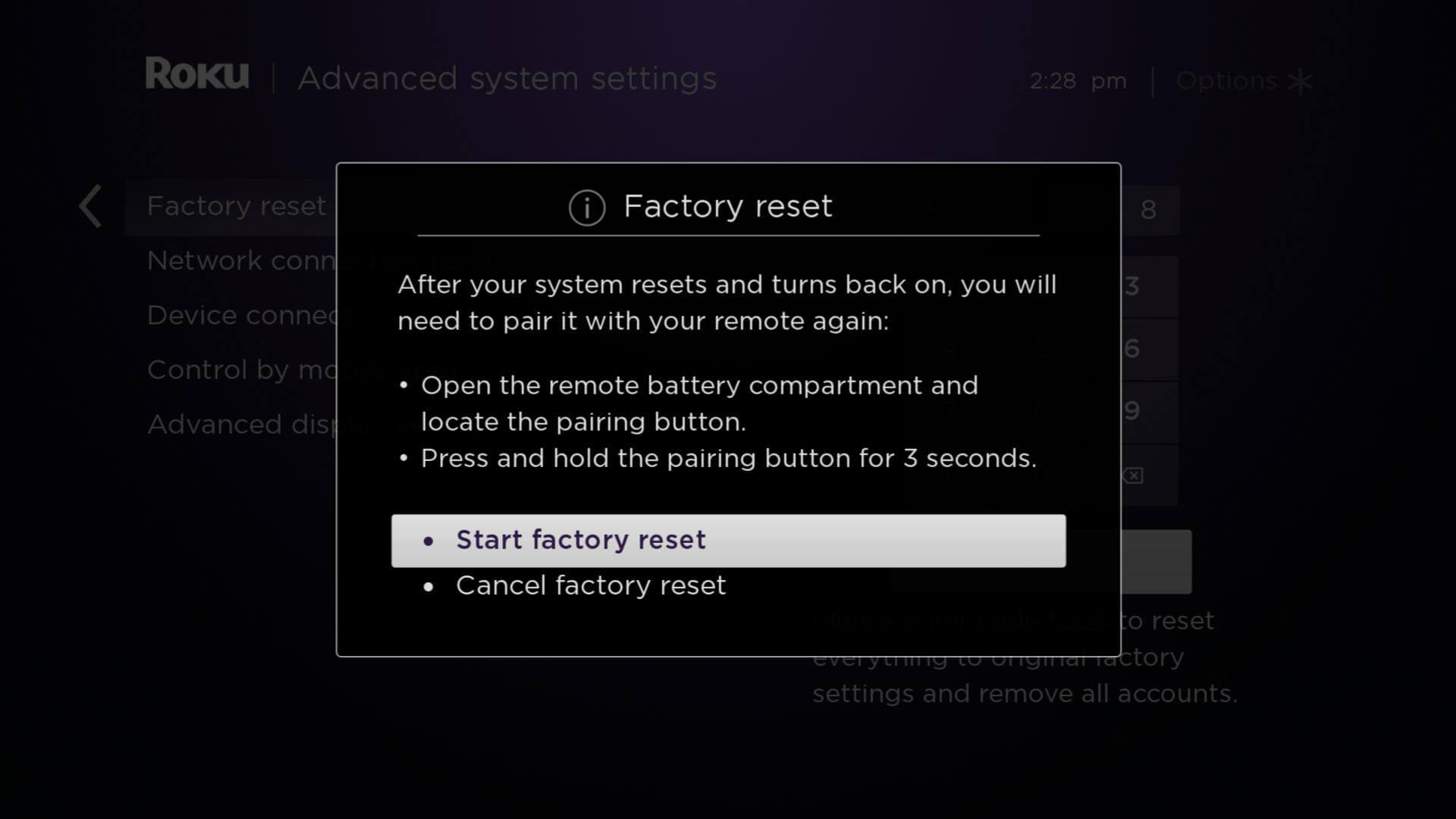 Factory reset