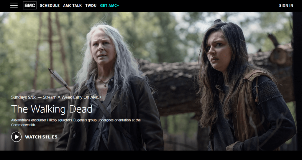 Click Sign In on AMC website