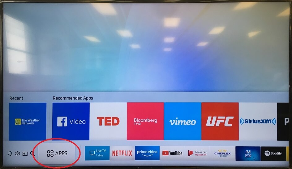 Click Apps on the Samsung Smart TV