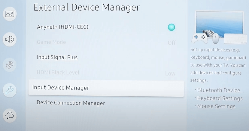 Choose Input Device Manager - How to Connect Keyboard to Samsung Smart TV