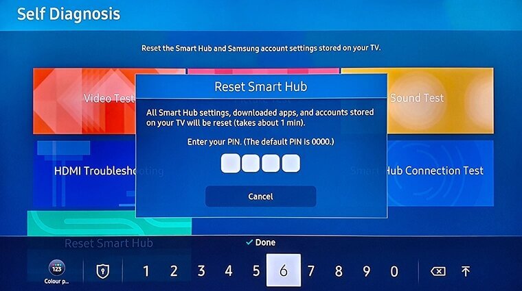 Enter the PIN to reset Smart Hub