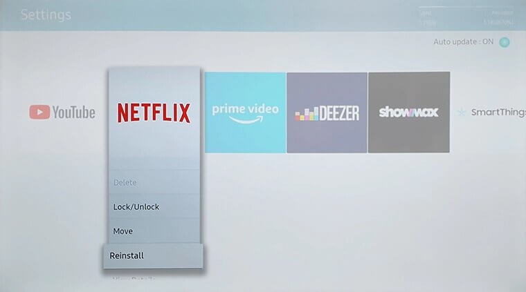 Click Reinstall - Netflix not working on Samsung Smart TV