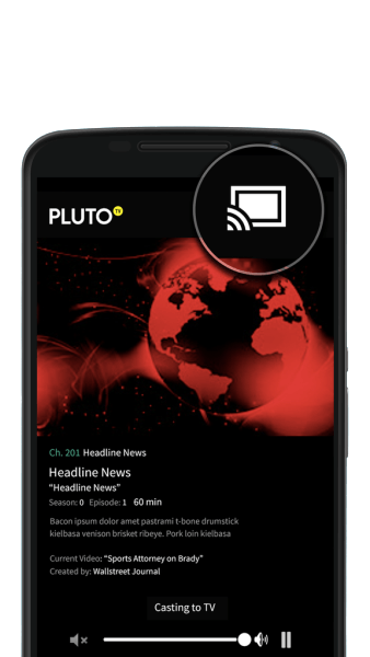 Click Cast icon - Pluto TV on Skyworth Smart TV