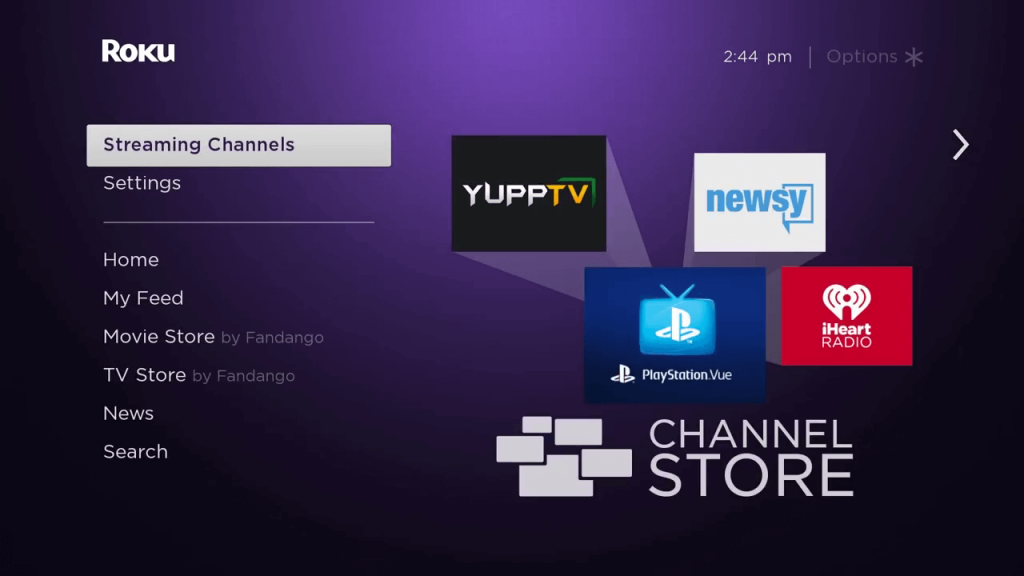 Go to the home page of Roku TV.