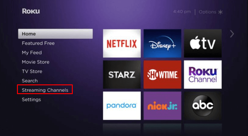 click streaming channels on Sharp Smart TV