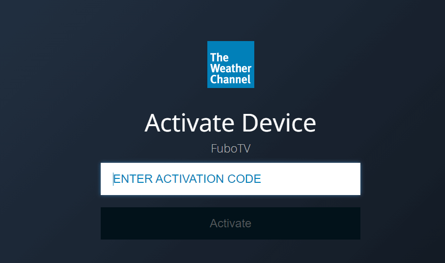enter the activation code to activate The Weather Channel on TCL Smart TV
