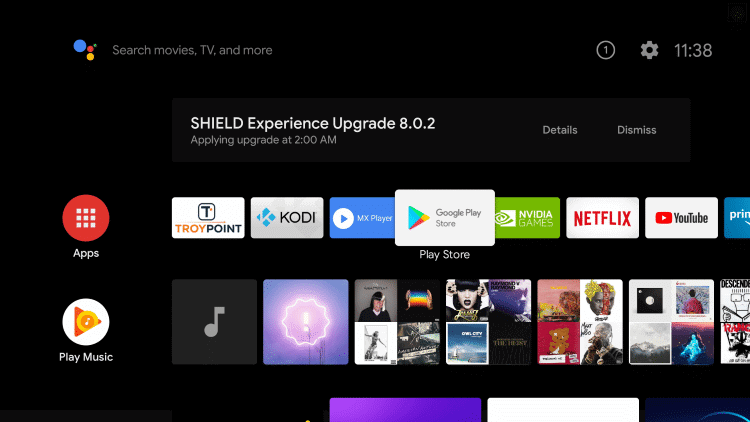 Open the Google Play Store to stream A&E on Philips Smart TV.
