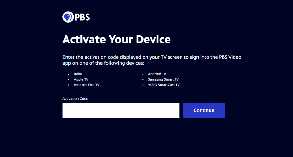 enter the activation code to activate pbs on sharp smart tv