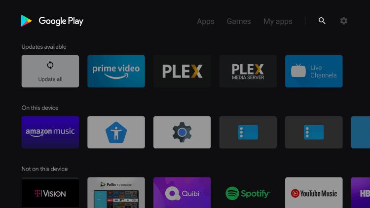 Click search icon to stream Telegram on Android TV