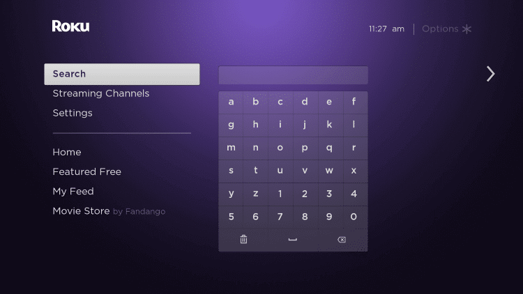 Search for app Roku