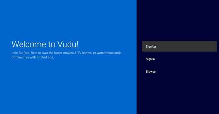 Sign in to Vudu on Sony Smart TV