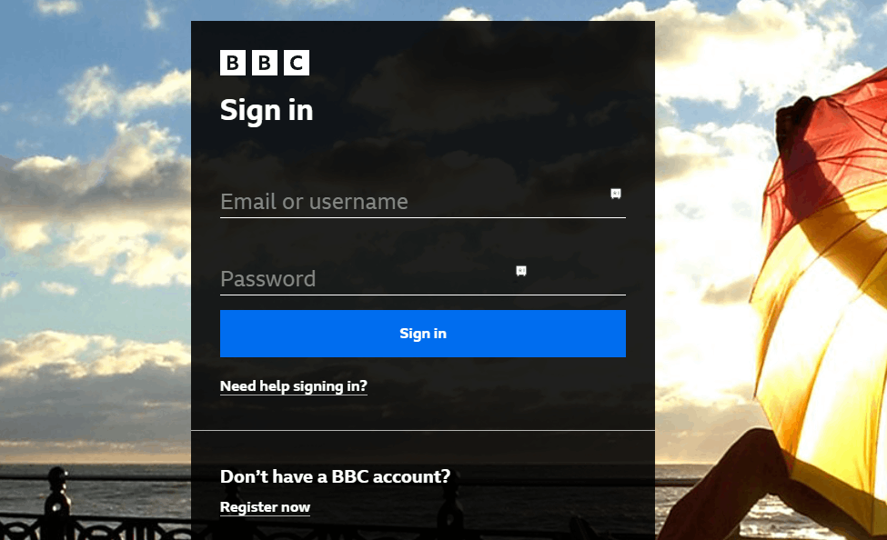 Sign in BBC account