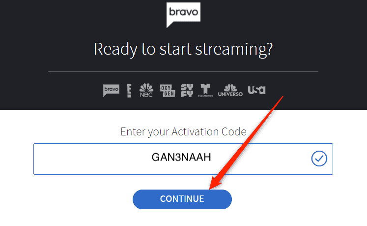 enter the bravo activation code to stream Bravo on Insignia Smart TV