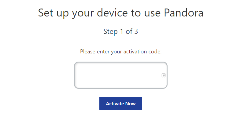 Pandora Activation website