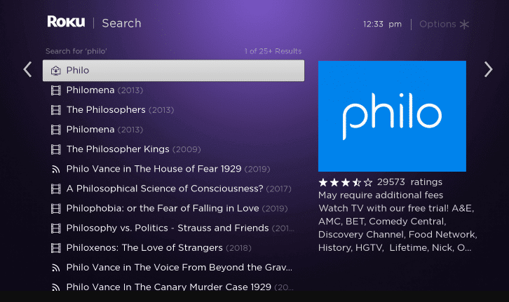 Search for Philo app