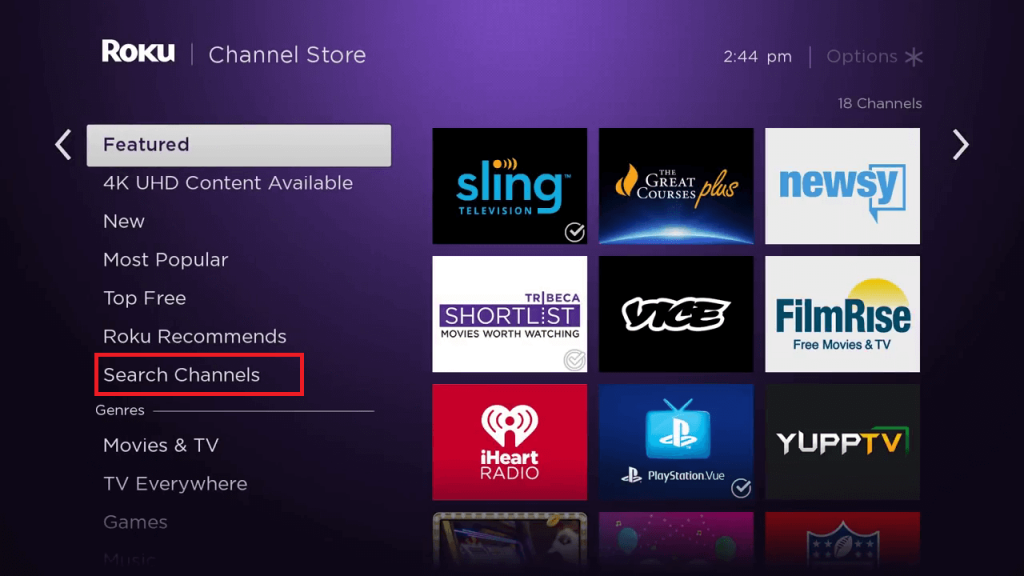 Search for the TBS app on Philips Smart TV