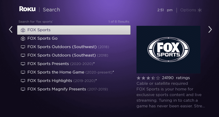 Choose the FOX Sports app on TCL Smart TV