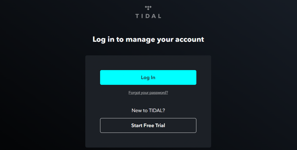 Login in to Tidal app from its website