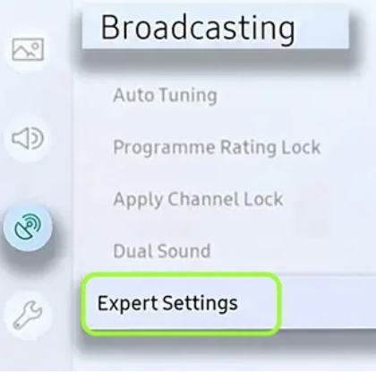  Select the Network option, followed by Expert Settings.