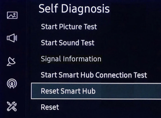 Tap on the Reset Smart Hub option to fix AirPlay Not Working