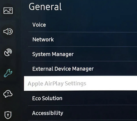 Tap the Apple Airplay Settings option