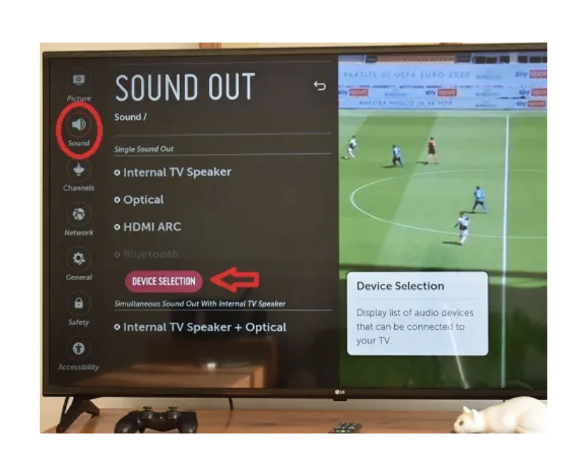 Click Device selection from Sound
