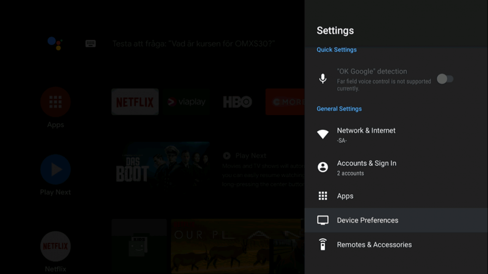 Choose Device Preferences to Reset Philips Smart TV