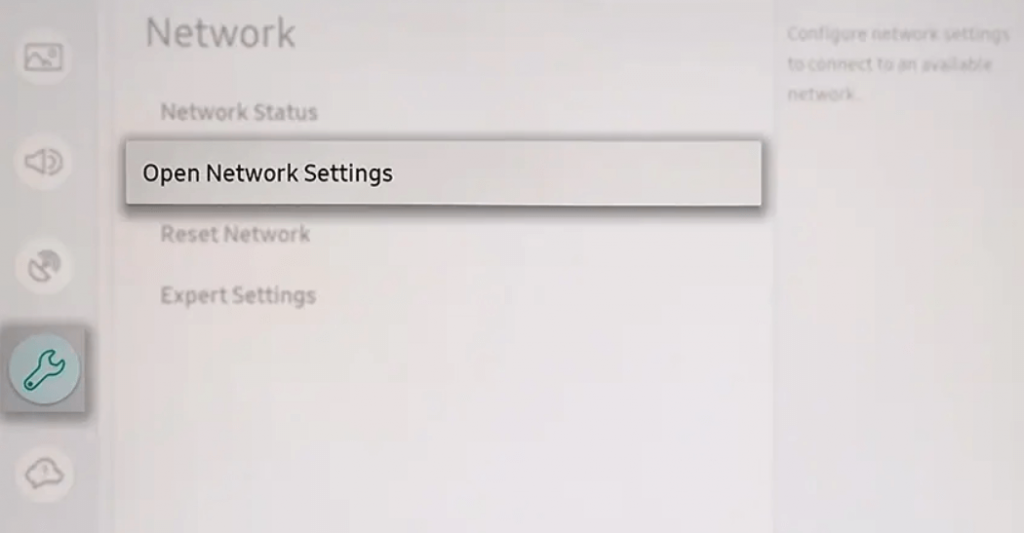tap open network settings from the screen 