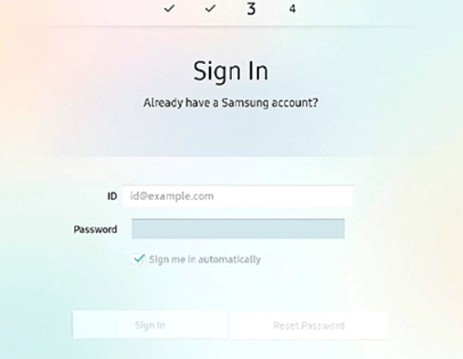 sign in to your samsung account to set up your samsung tv 