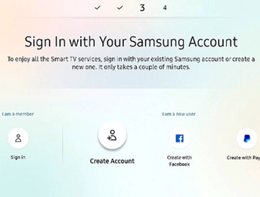 create an account to set up your samsung tv 