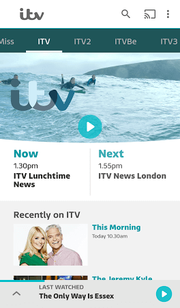tap the cast icon to watch itvhub on lg tv 