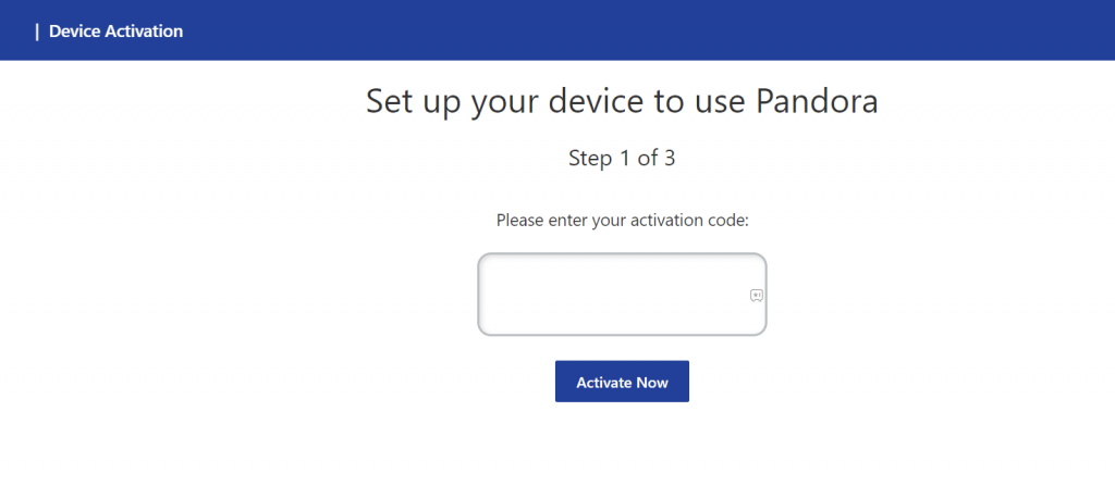 enter the activation code to activate Pandora on JVC Smart TV