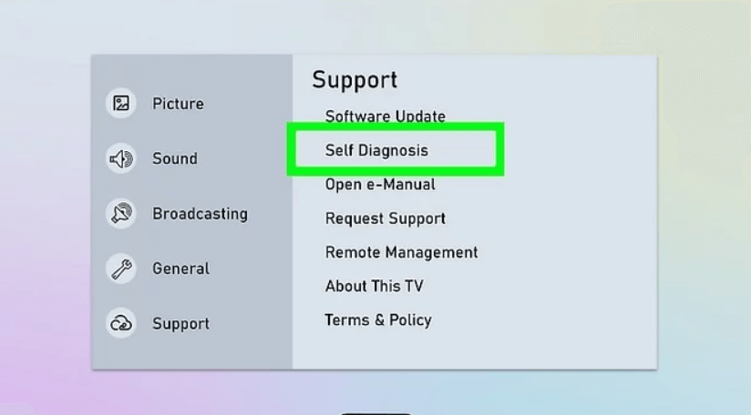 choose self diagnosis option 